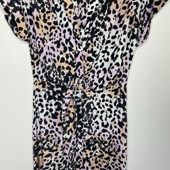 VERONICA BEARD Amani Dress Women 2 Silk Button Front Midi Leopard Print Stretch - Picture 5 of 16